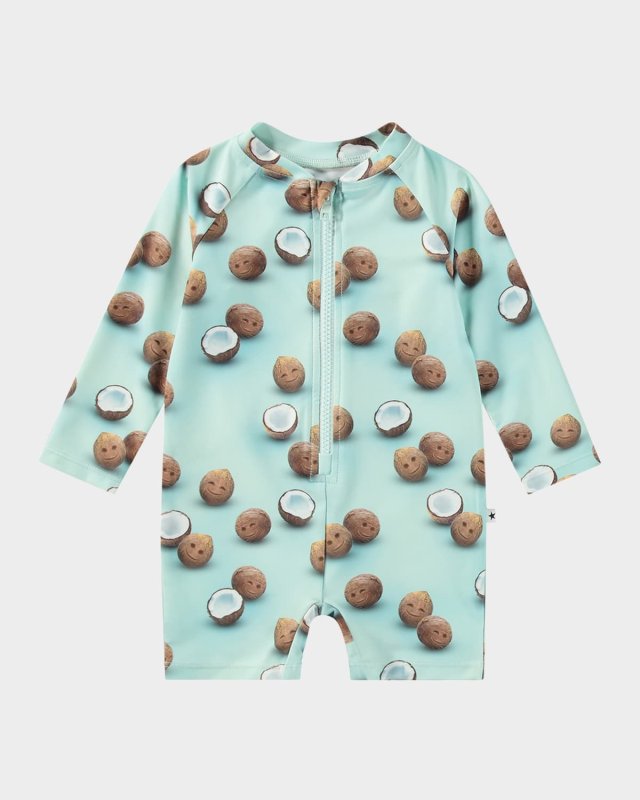 Boy's Neka Long-Sleeve One-Piece Swimsuit, Size 3M-4
